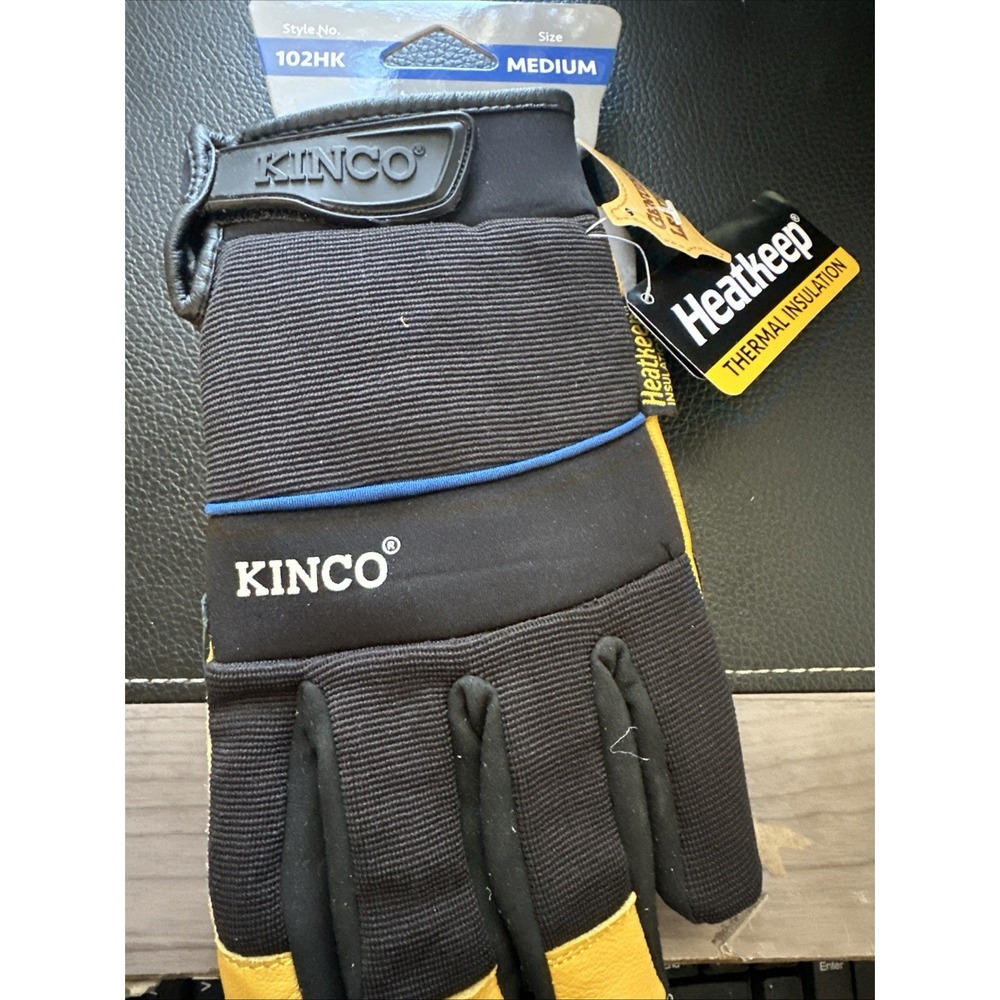 Kinco 102HK-M Men's Lined Grain Goatskin Gloves, Medium, Yellow/Black - Picture 1 of 6
